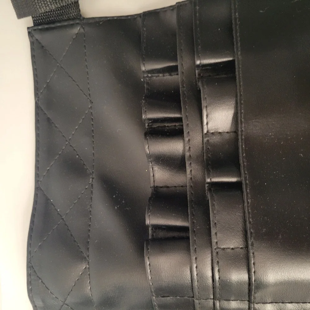 Makeup Brush Belt Women OS Black Quilted Faux Leather Artist Apron